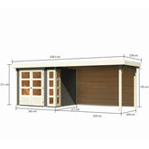 Abri de jardin en bois massif gris terre 5,25m² Kerko 3 avec appentis 280cm et paroi arrière – Karibu Ma boutique